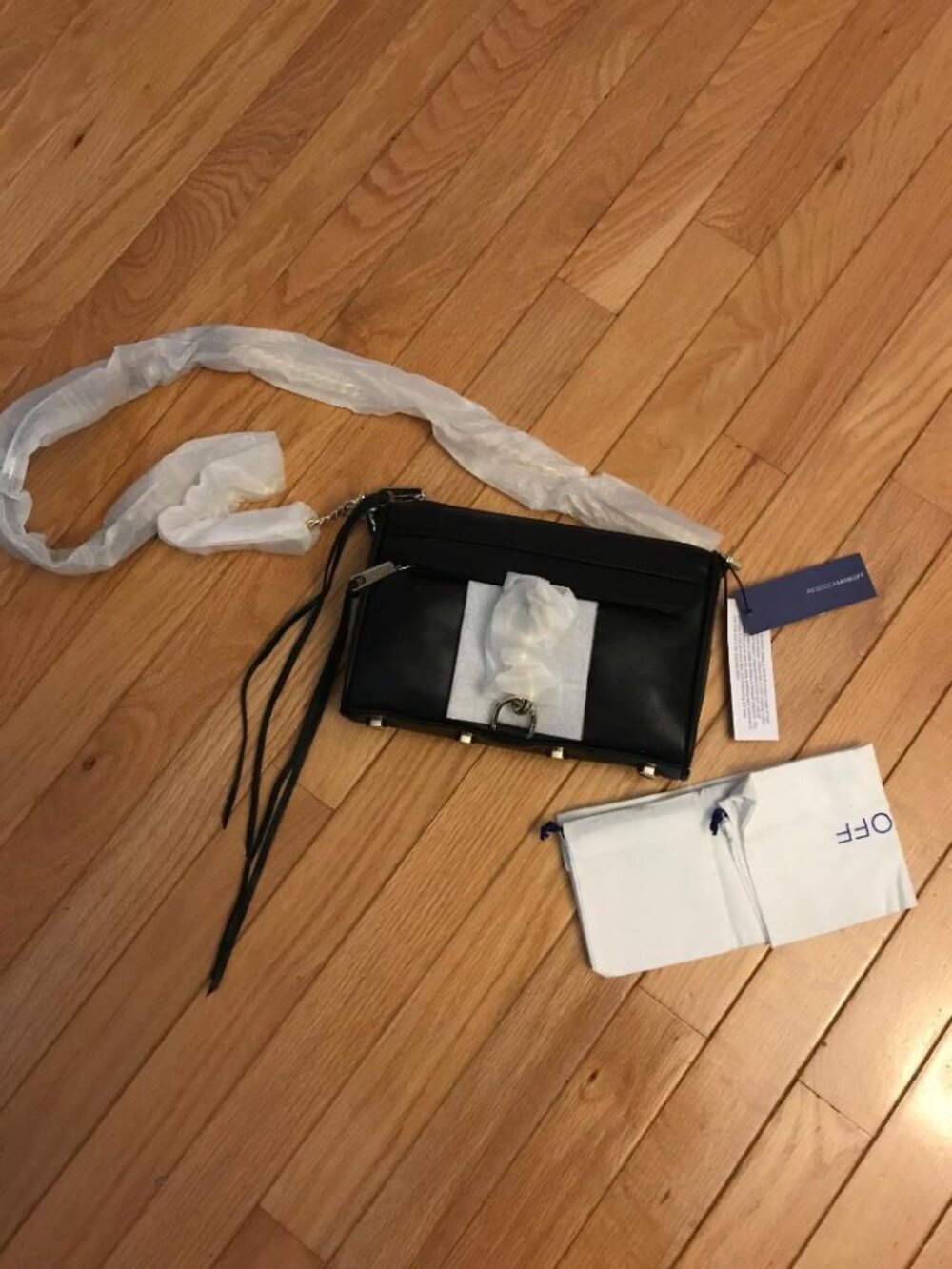 Rebecca Minkof crossbody purse black leather gold hardware. Brand new !!